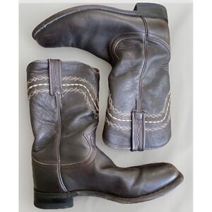 Vintage‎ Justin Boots Women's 6.5B Roper Western Brown Leather USA
